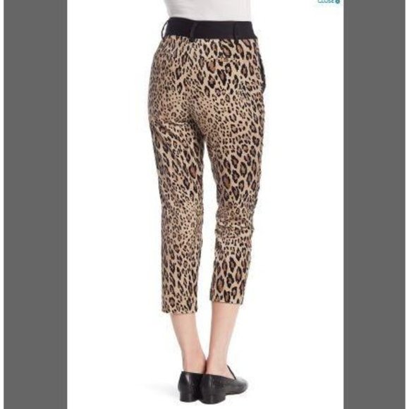 FRAME Cheetah Print Tux High Rise Cropped Pants 8 - Picture 2 of 5
